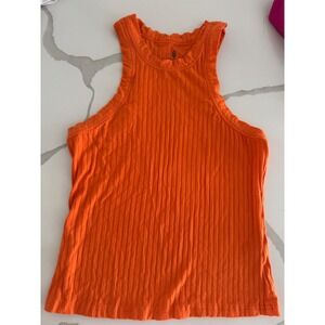 FP Movement Free People Happiness Runs Ribbed Tank Top Orange Small